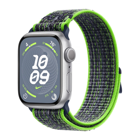 Умные часы Apple Watch Series 9 45 мм из алюминия серебристого цвета, нейлоновый браслет Nike 