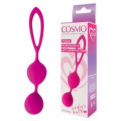 Ярко-розовые вагинальные шарики Cosmo с петелькой - 