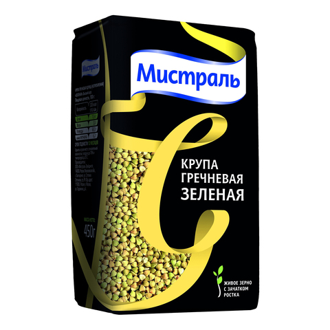 Крупа Мистраль Гречневая зеленая 450г, шт