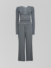 Костюм Agdali brand 1032 однотонный из лонгслива с пуговицами и широких штанов