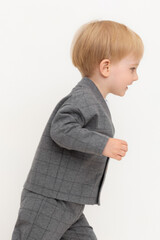 жакет  для мальчика  КР 302629/тем.серый меланж,клетка к516