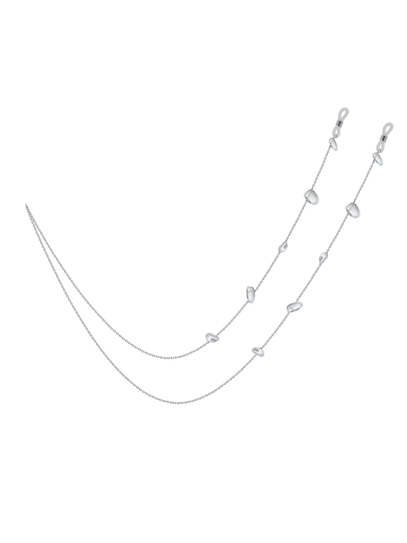 Серебряная цепочка для очков с горным хрусталем