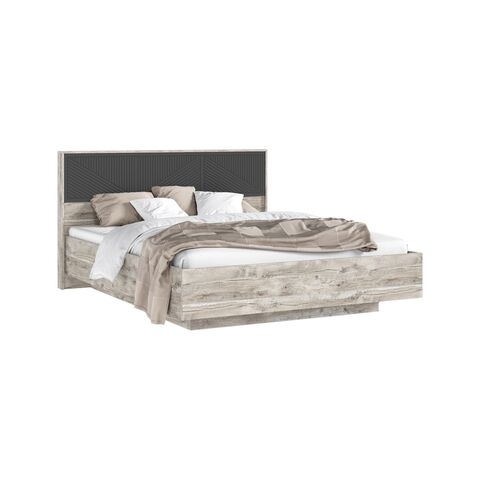 С/Г Сильвия Кровать парящая 1,6м (ортопед дерево) с подсветкой (Браш Графит/Дуб Юкон, Дуб Юкон)