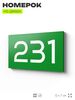 Номер на дверь 231, табличка на дверь для офиса, квартиры, кабинета, аудитории, склада, зеленая 120х70 мм, Айдентика Технолоджи