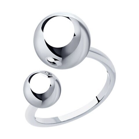 94-110-01477-1 - Разъемное кольцо с двумя шарами из серебра