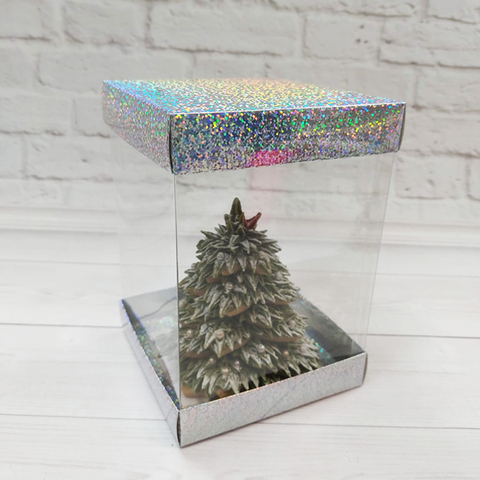 Коробка со стеклами 10х10х15 см Голограмма серебро