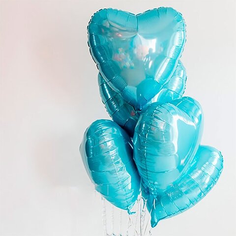 Шар сердце ярко-голубой, 45 см