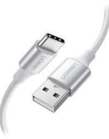 Кабель UGREEN US288 (60131) USB-A 2.0 to USB-C Cable Nickel Plating Aluminum Braid 1мбелый