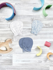 Рукавички-антицарапки Mjölk Рифы/Hello Mommy/Blue Shadow, сет из 3х пар