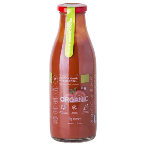 Сок-пюре ORGANIK AROUND томатный Органический прямого отжима  с солью 500мл
