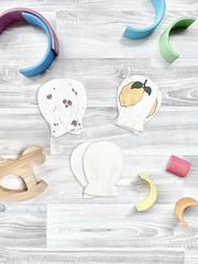 Рукавички-антицарапки Mjölk Лимоны/Кляксы/Экрю, сет из 3х пар