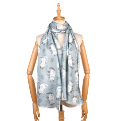 Японский женский палантин с кошачьим принтом ''NAGONAGO'', мятный, 24-7147-2, KUSUGURU