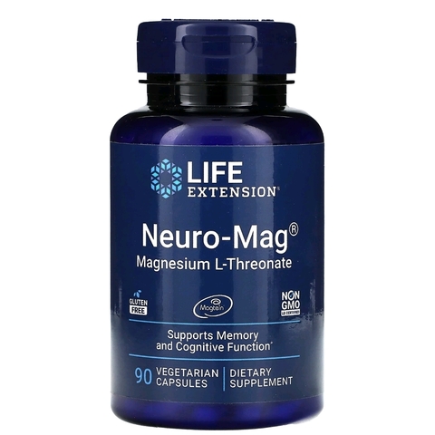 Life extension, Neuro -mag, L-треонат магния, 144 мг, 90 вегетарианских капсул, (48 мг в 1 капсуле)