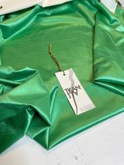 Костюмно-плательный однотонный хлопковый велюр (98%хлопок/2%эластан, Яркий нефрит, 138, 200 гр/м2)