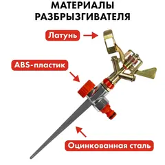 Разбрызгиватель импульсный QUATTRO ELEMENTI металл, 360 град, радиус до 12 метров (241-567)