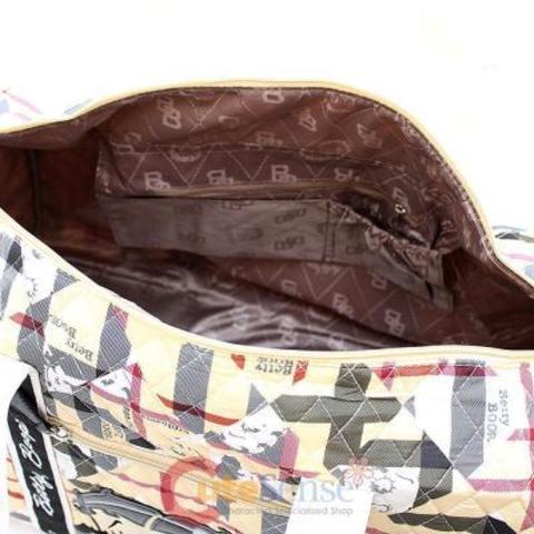 Betty Boop Quilted Duffle Travel Bag Diaper Gym Bag - Brown Chec