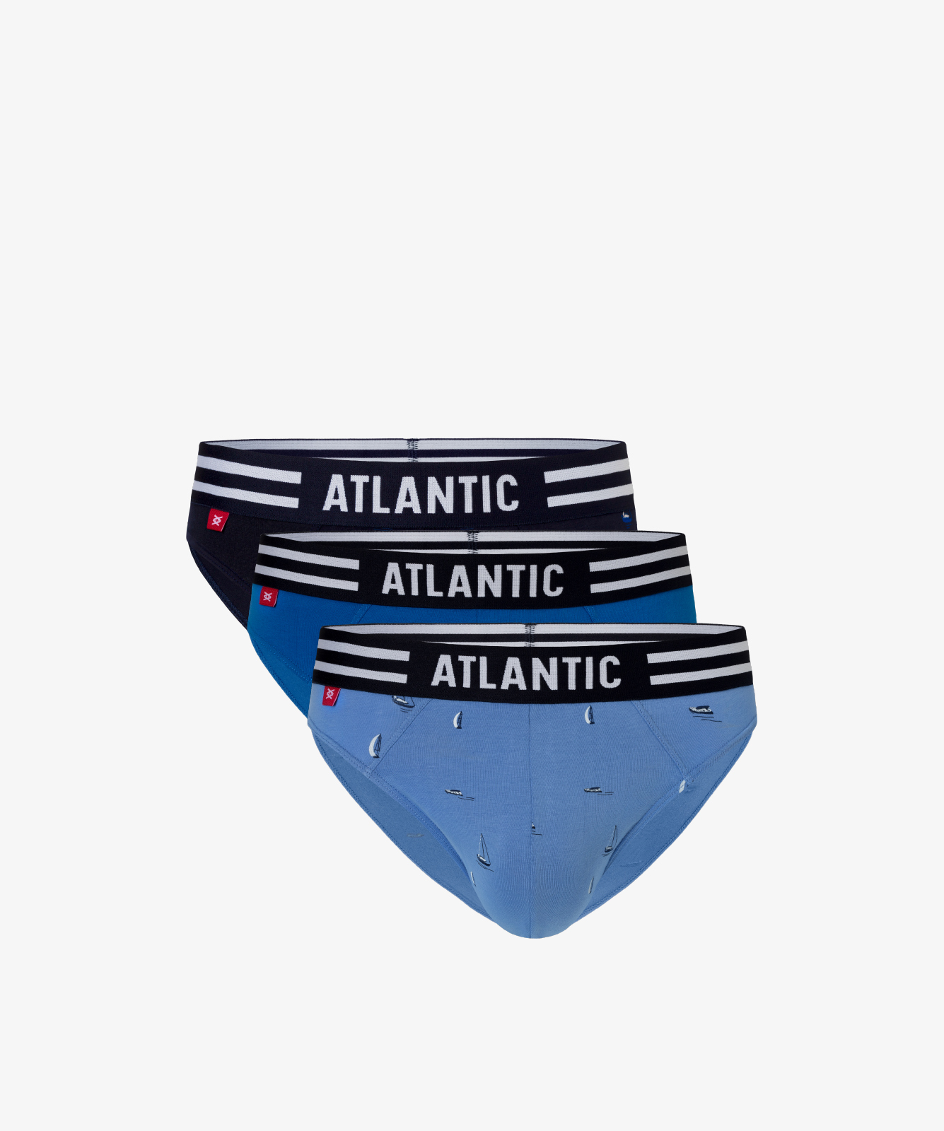Мужские трусы слипы спорт Atlantic, набор 3 шт., хлопок, светло-голубые + бирюзовые + темно-синие, 3MP-120