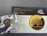 K15878 США 25 центов 1999 Коннектикут Штат США Дуб Хартии Двор P Квотер Позолота 24 к.