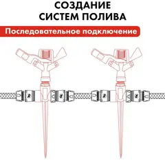 Разбрызгиватель импульсный QUATTRO ELEMENTI металл, 360 град, радиус до 12 метров (241-567)