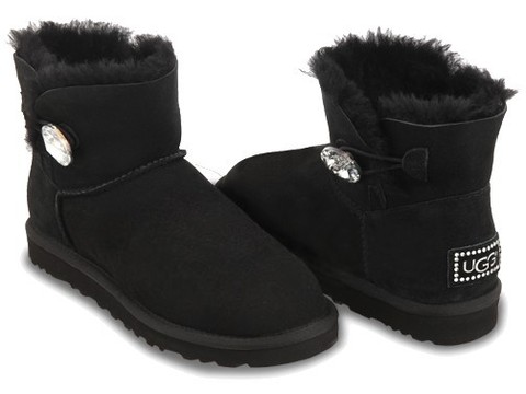 UGG Mini Bailey Button Bling Black