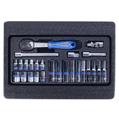 KING TONY (9-2526MR) Набор торцевых головок 1/4" с принадлежностями, ложемент, 26 предметов