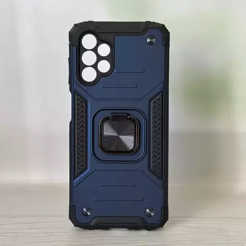 Противоударный чехол Strong Armour Case с кольцом для Samsung Galaxy A13 4G (Синий)