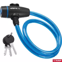 ЗУБР 650 мм, d 10 мм, 3 ключа, тросовый замок, Профессионал (37261-65)