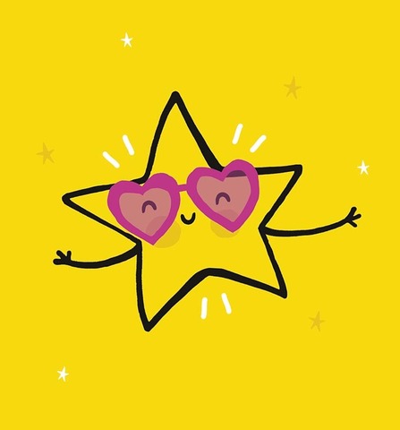 Открытка, Звезда в очках, 12*13 см, 1 шт.