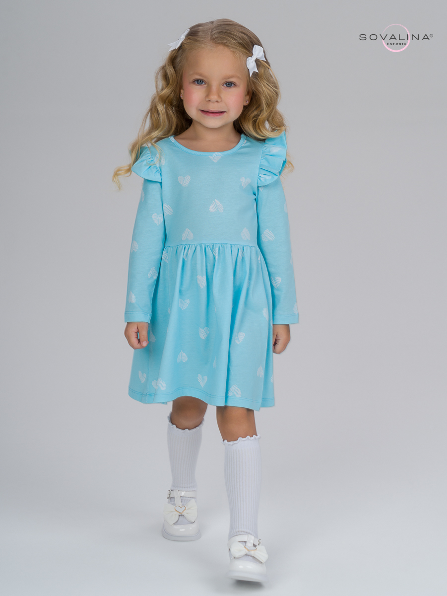 Платье Фея вязаное сердце голубой