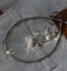 73145 - Серьги- конго с подвесками из речного жемчуга