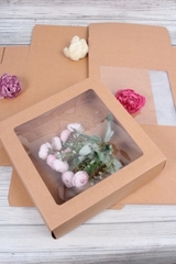 Коробка-трансформер/складная с окном, Крафт, 20*20*5 см, 1 шт.