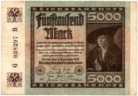 Банкнота Германия, Веймарская республика 5000 марок 1922 год