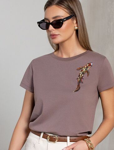 Нарядная футболка с принтом пайетками  D49.135 (131499)