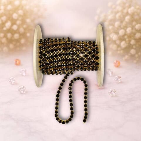 стразовая лента ,3,5мм ,цвет черный-золото