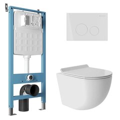 Aqueduto AQDS085T AQD комплект: TECNICA Novo Система инсталляции для подвесного унитаза, CIRCULO Панель смыва, белый глянцевый, OVO Tornado S унитаз подвесной 480*360 безободковый, Tornado, сиденье с микролифтом, белый глянцевый фото