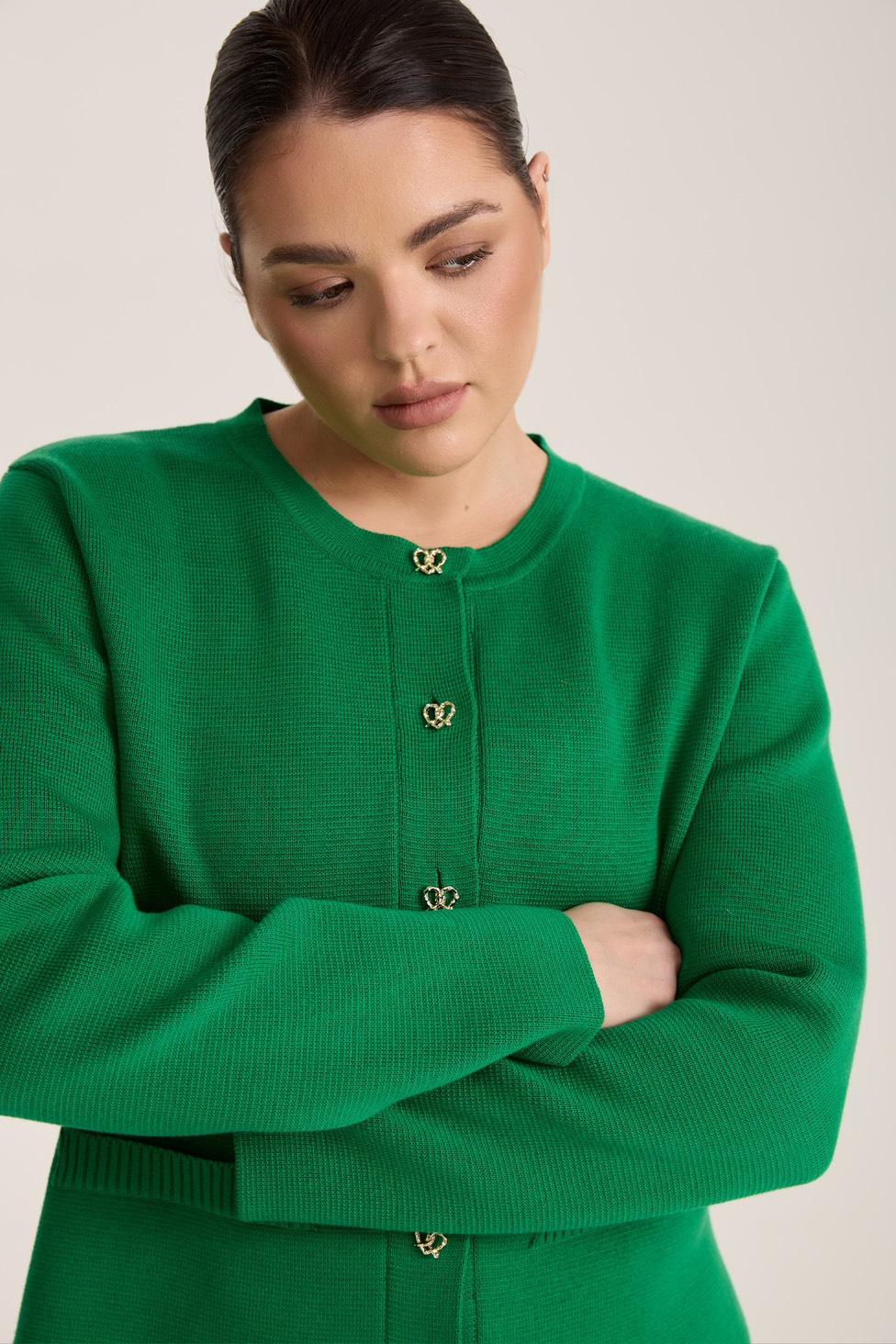 Жакет вязаный, зеленый