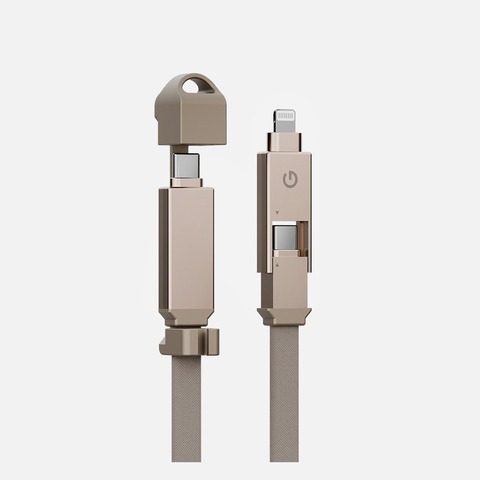 Кабель Energea Sheath 2 в 1, USB-C to Lightning / USB-C 60W 1M, Золотой | Gold
