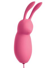 Розовая, работающая от USB вибропуля в форме кролика Cute - 