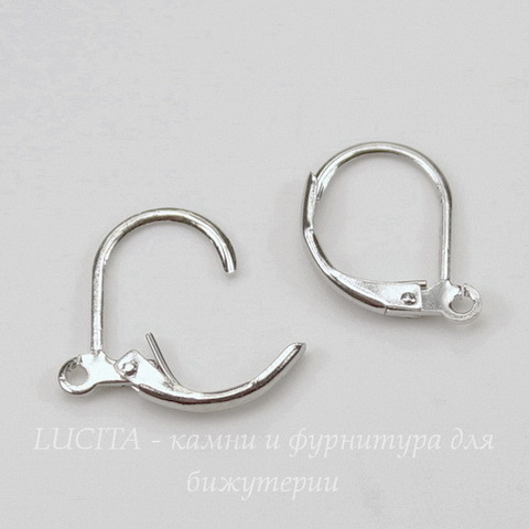 Швензы с французским замком, 15х10 мм (цвет - платина)