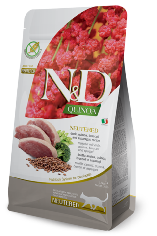 Farmina N&D Quinoa Cat Duck сухой корм для стерилиз кошек и кастрир котов (утка и киноа) 1,5 кг
