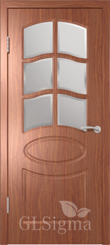 Дверь GreenLine Sigma-102, стекло дельта бронза, цвет итальянский орех, остекленная