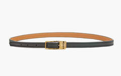 Loewe Amazona Smooth Calfskin Leather Padlock Belt "Black/Gold"