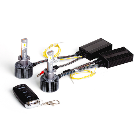 Светодиодные лампы MTF LIGHT серии DIGITAL LIGHTING Н1, 12V, 55W, 4500lm, 3000-7000K, управление со смартфона, аналоговое и пульт ДУ, к-кт.