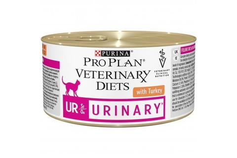 Консервированный корм Pro Plan Veterinary v Diets UR Mousse корм для кошек при болезнях нижних отделов мочевыводящих путей c индейкой,  195 г