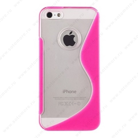 Накладка силиконовый TPU для Apple iPhone SE/ 5s/ 5C/ 5 с пластиковой вставкой ярко-розовый