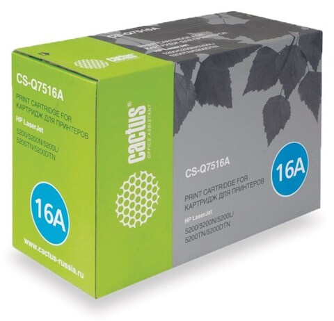 Картридж лазерный Cactus CS-Q7516A Q7516A черный (12000стр.) для HP LJ 5200, 5200N, 5200L, 5200TN, 5200DTN