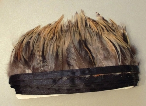 Тесьма  из перьев петуха h- 6-8 см., 9 м. натуральный серый
