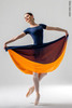 300 C two-sided rehearsal skirt | dark_sapphire-neon_orange