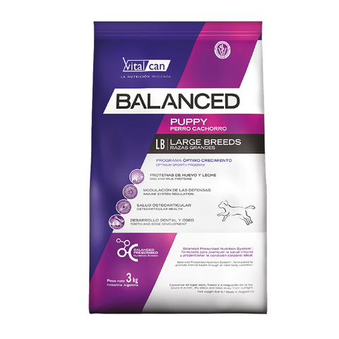 Сухой корм Vitalcan Balanced Dog Puppy с курицей, для щенков крупных пород, 3 кг.