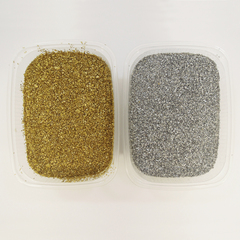 Песок кварцевый, грунт декоративный, набор серебристый 250 грамм и золотистый 250 грамм, металлик, фракция 0,5-1 мм.